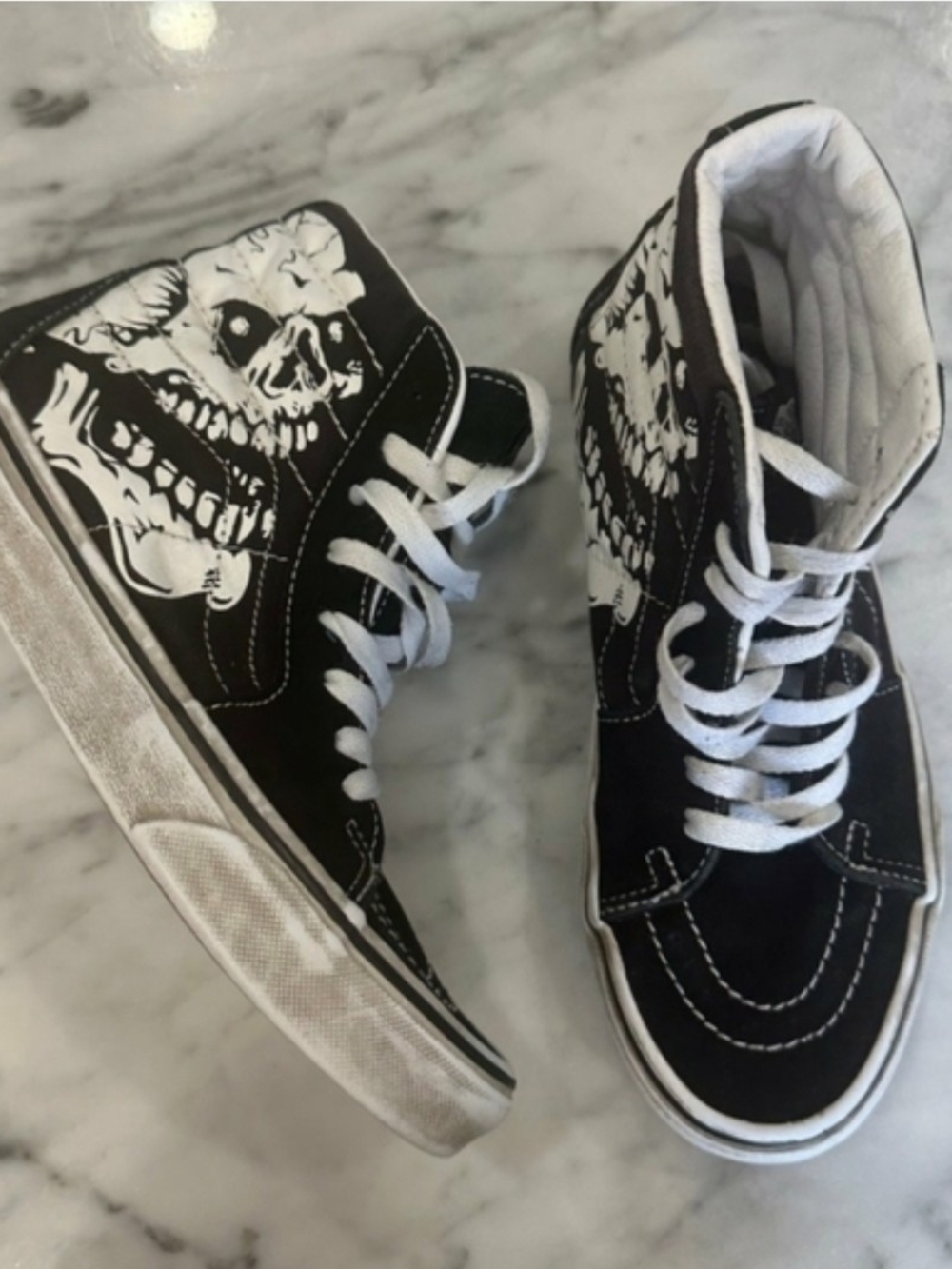 Vans Sk8-Hi Reissue Skulls Graphic Sneakers Black & White